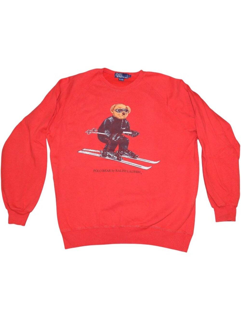 Vintage 1990s Polo Bear By Ralph Lauren Ski Skiing Crewneck Sweatshirt Red Large